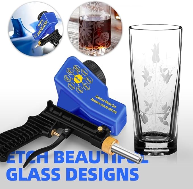 NANPU Light-Duty Air Sandblaster Gun Kit with Gravity Feed, Metal Nozzle, Plastic Body, for Small Project Surface Prep, Paint & Rust Removal, Metal/Wood/Glass Etching, Requires Air Compressor