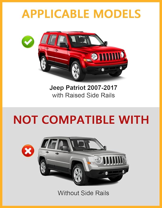 Tuyoung 300lbs Lockable Roof Rack Cross Bars Compatible with Jeep Patriot 2007-2017 with Raised Side Rails,Heavy Duty Anti-Theft Aluminum Roof Rails Crossbars Cargo Carrier Bag Black Bike