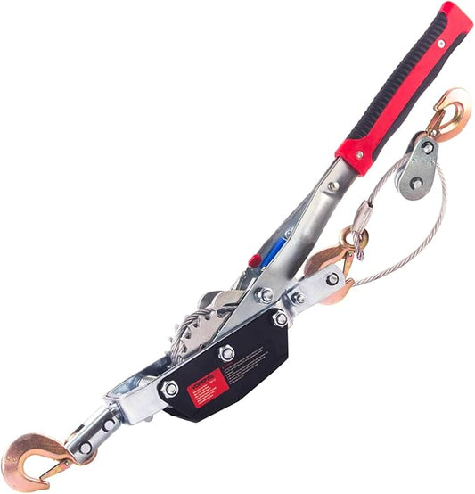 Come Along Winch,5 Ton Capacity with 11.5FT Steel Cable,Heavy Duty Come Along Tool with Dual Gears,3 Hooks,Hand Winch Tool for Road Vehicle Recovery and Pulling Tree,Fence Stretcher,Frame