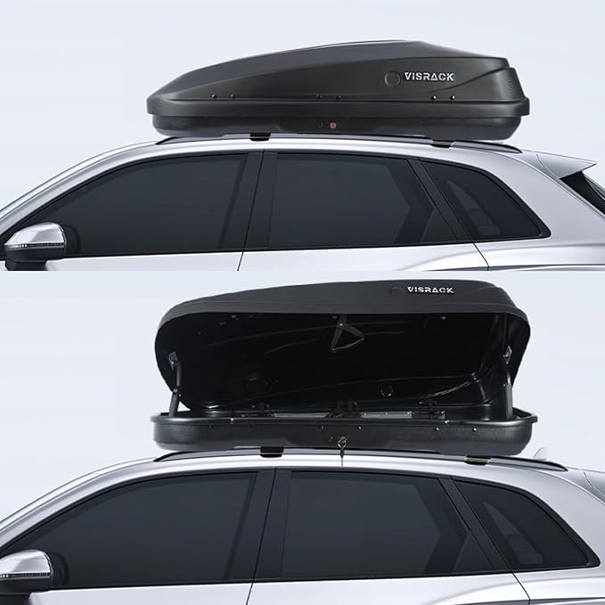 Hard Shell Roof 3D Diamond Embossing Cargo Carrier with Security Keys, Roof Box, Cargo Box, 56 (L) x 30 (W) x 13.7(H) Inches, 13 Cubic Feet (Tool-Free Install), Diamond Black