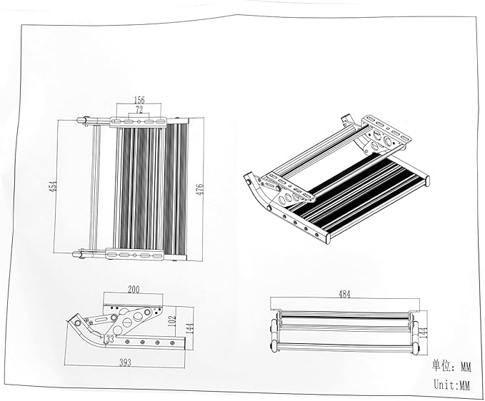 Manual RV Step Single Ladder Step Telescopic Folding RV Entry Stair Replacement for RV Camper Van Motorhome Travel Trailer