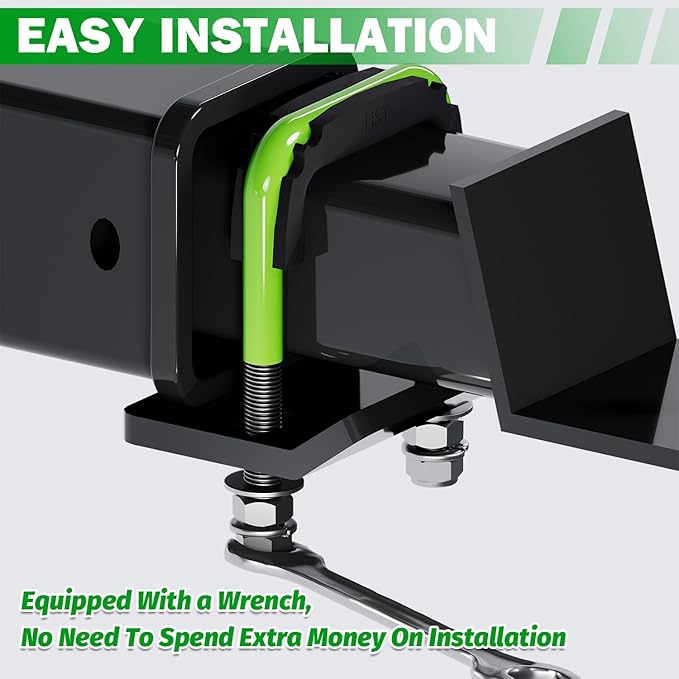 Hitch Tightener, Heavy Duty Anti-Rattle Hitch Stabilizer for 2" Hitch, Trailer Hitch Stabilizer with Rubber Isolator & Wrench for Hitch Mount, Cargo Carrier, Bike Rack (1 Pack, Green & Black)
