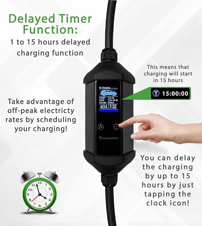 PRIMECOM 32Amp & 40Amp Primecom Level 2, Electric Vehicle (EV) Charger, 240V, 32A/40A, NEMA 14-50, 30 Feet, 40 Feet, 50 Feet, Tesla Level2 EV Charger (48 Amp, 30 Feet)