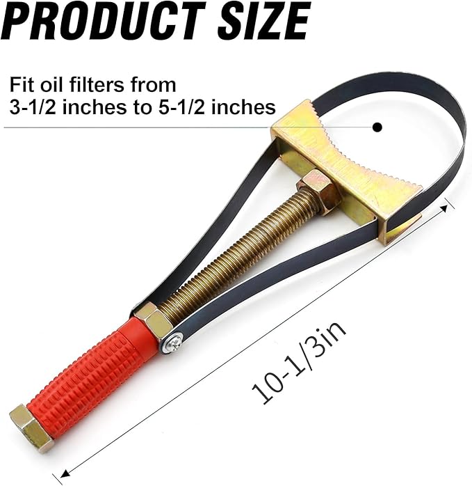 UOIENRT Adjustable Oil Filter Wrench Disassembly Tool Replacement for Truck Excavators(9-15cm Diameter)