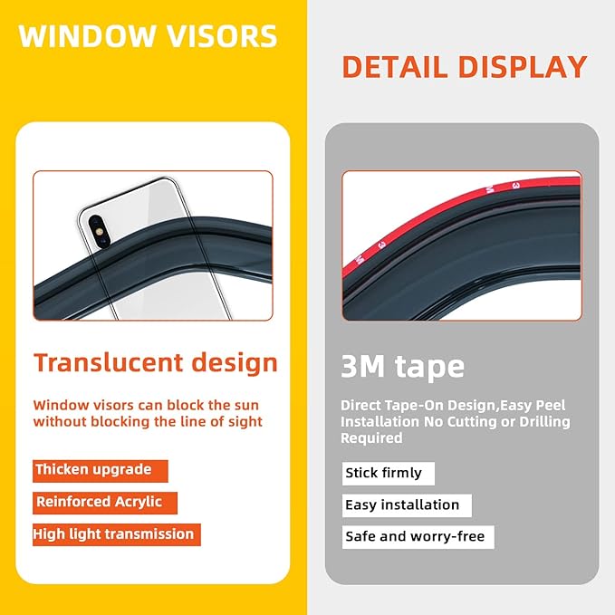 Window Visor Rain Guards Compatible with 2009-2014 Ford F-150 SuperCrew & Crew Cab Smoke Window Wind Deflector Vent Visors for Trucks Accessories Outside Mount Tape-On 4 Pieces 10 11 12 13