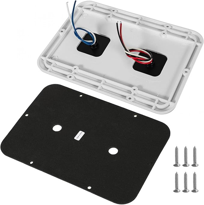 Partsam 2x Horizontal Mount Dual Stop Turn Tail Backup Reverse Lights 33 LED Surface Mount RV Double Led Taillight 12V IP67 White Base w Gasket