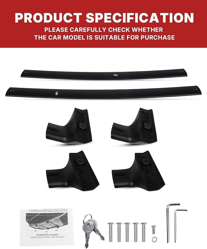 Richeer 300LBS Roof Rack Cross Bars for 2020-2026 Highlander XLE XSE Limited Platinum Hybrid with Side Rails, Lockable Heavy Duty Aluminum Cargo Racks Rooftop Luggage Canoe Kayak Bicycle