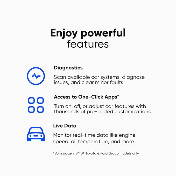 OBDeleven 3 Diagnostic Tool Scanner for Audi Seat Cupra Skoda Volkswagen BMW Mini Toyota Ford (Android & iOS)