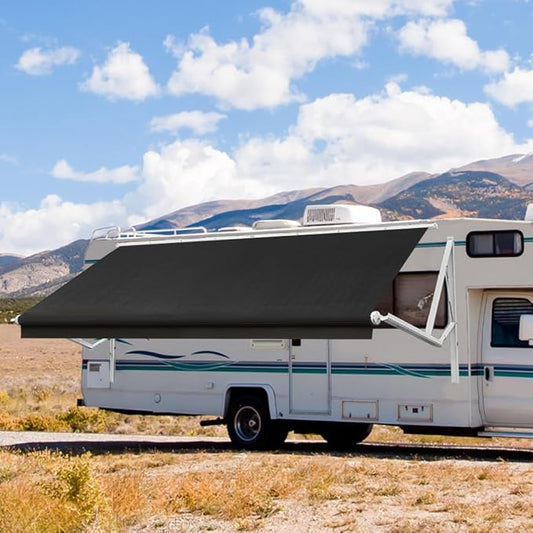 Suncode White Motorized RV Awning Modular Retractable RV Awning Complete Kit for RV,5th Wheel,Travel Trailers,Toy Haulers,and Motorhome RV Trailer Awning for Home or Camper-14x8Ft-Black