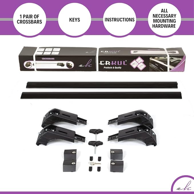 ERKUL Roof Rack Cross Bars for Lincoln Aviator 2020-2026 | Anti-Theft Lock Aluminum Crossbars for Rooftop, Cargo Carrier, Luggage, Kayak, Canoe, Bike | Black