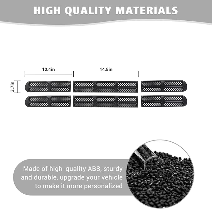 Jimen for Bronco Grille Inserts, 6 Pack Front Mesh Grill Cover Guard Exterior Trim Accessories Compatible with Ford Bronco 2021-2024 (Matte Black)