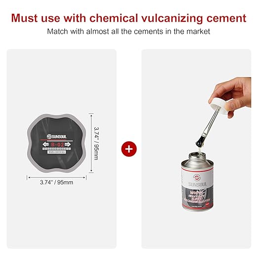 SUNSOUL 10Pcs Bias Tire Patch 3.75" x 3.75", Heavy Duty Round Tire Repair Patches for Car Truck Tractor Agricultural Vehicles