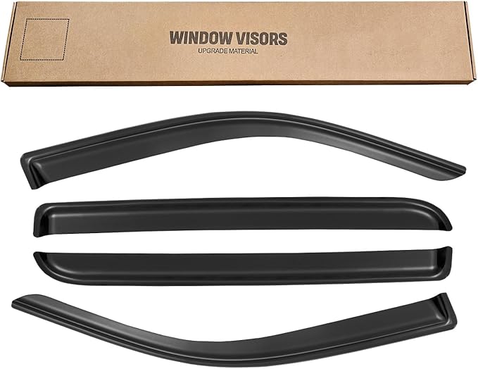 Window Rain Guards for 2019-2025 Dodge Ram 1500 Crew Cab(New Body Style), Tape-on Window Visors Wind Deflectors Shade Vent Sun Visors Rain Shields 2020 2021 2022 2023 2024, 4PCS