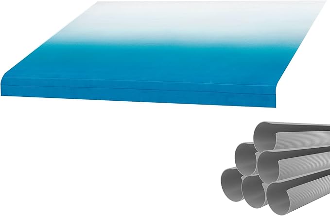RecPro RV Awning Fabric with Awning Cover Kit | 12-22 Foot Camper Awning | Ocean Blue | 8' (96") Awning Replacement | Heat Sealed | 3 Year Warranty (21 Feet (20'1" Actual), Gray Awning Cover)