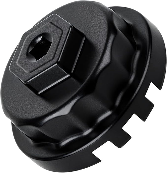 Professional 64mm 14 Flute Oil Filter Wrench for Toyota, Heavy Duty Cap Style Oil Filter Removal Tool Socket for Lexus, Camry, 4 Runner, RAV4, Tundra, Tacoma, Highlander and Scion with 2.5-5.7L Engine