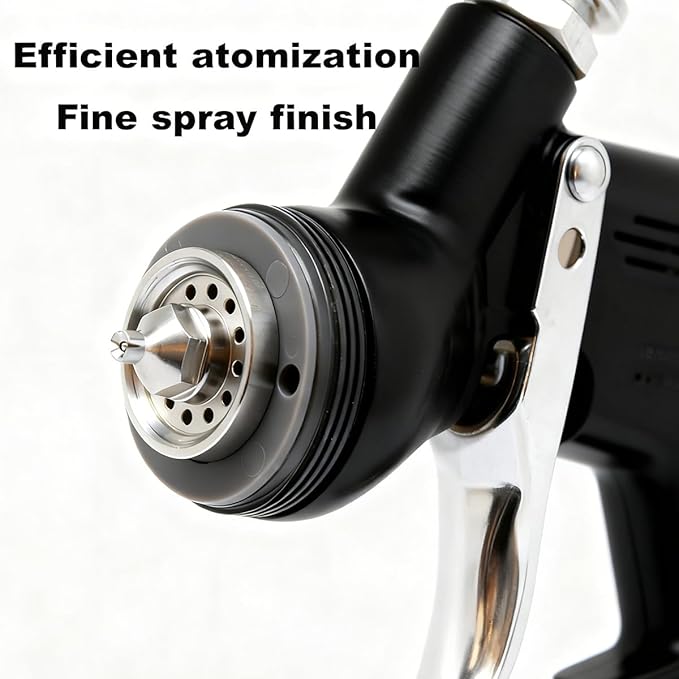 TE20 HVLP Air Spray Gun 1.3mm Nozzles, Car Paint Gun Sprayer,Forged Body, Anodised Finish，Paint Gun for Varnish and Top Coat, with Paint Sprayer Accessories (Black（Plum Blossom Nozzle）)