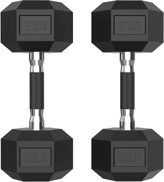PAPABABE HEX Dumbbell Set 2.5-125lb, Rubber Encased Home Gym Dumbbells, Exercise & Fitness Weights Dumbbells for Women & Men, Hand Weight for Strength Training