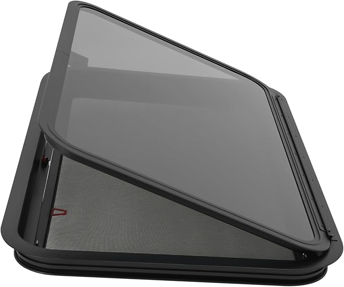 RV Exit Window, 36" W x 22" H Aluminum Camper RV Push Side Emergency Window Replacement Tempered Glass W/Trim Ring & Net Screen for Cargo Trailer Camper Van Truck