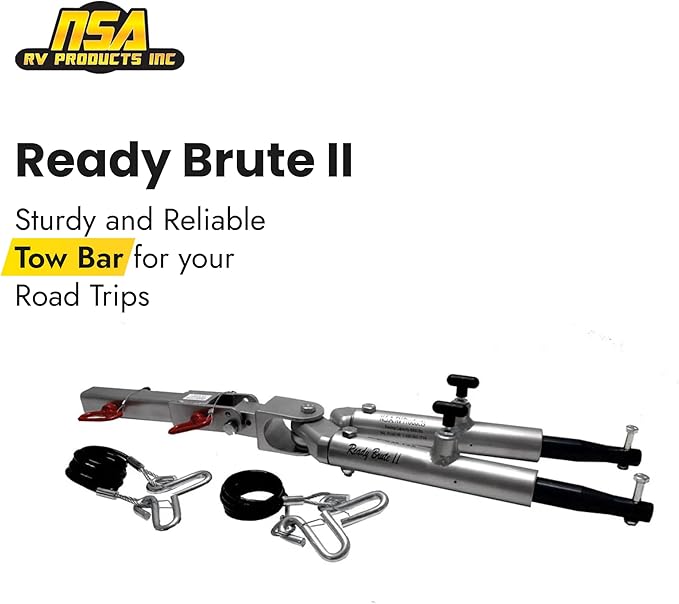 NSA RV - Ready Brute II Aluminum Tow Bar (8,000 lbs) - Non-Braking, All-Terrain, Non-Binding, Made in USA