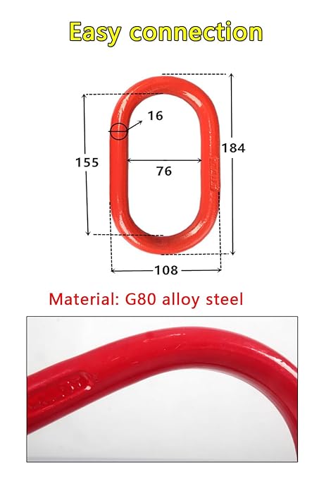10361lbs Master Link 1 Pack ，Heavy Duty Forged Chain Link Galvanized Industrial Grade Rigging Hardware for Lifting, Towing, and Hoisting【4.7t】