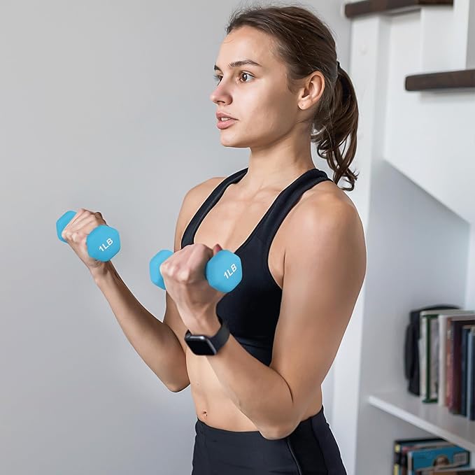 MADOG Dumbbell Set, Anti-Slip Neoprene Coated Hexagon Hand Weights for Home Gym Equipment Workouts Strength Training