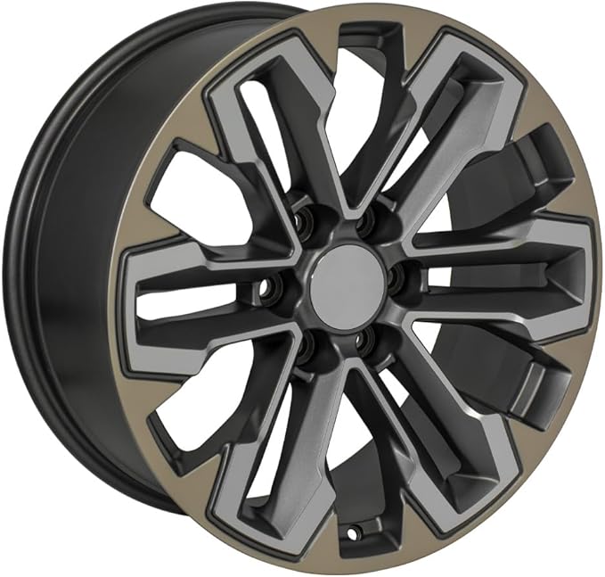 OE Wheels CV69 20 Inch Rims and Tires Fit Silverado 1500 Style 6x139.7 20x9 Satin Gunmetal Machined Face - Two Tone - Hollander 5905 - Eagle LS2 275/55-20 (Set of 4)
