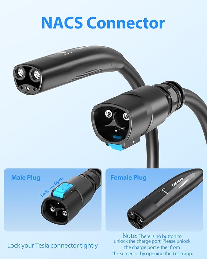Extension Cord for Tesla 21ft Extension Cable Max Support 7.68KW 32Amp 240V with NACS Plug Extension Cord for Your Level 1&2 EV Charger Tesla Wall Connector