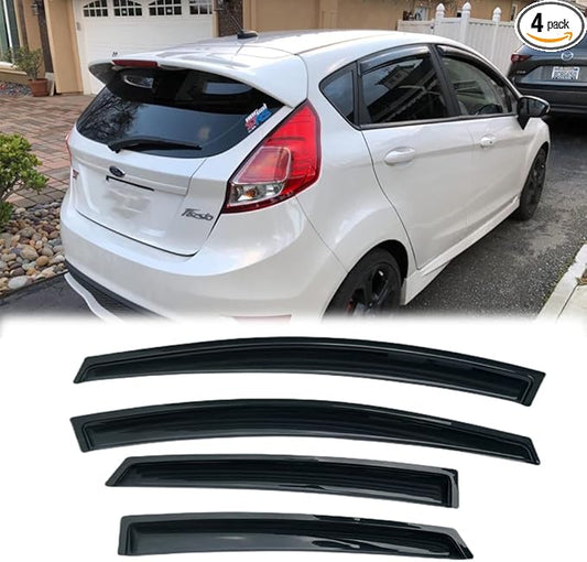 94547 Sunproof Waterproof Side Window Wind Deflector, 4pcs Protective Replacements Rain Guards Set, Window Visor fit for 2009-2019 Ford Fiesta 5Door Hatchback & 4Door Sedan