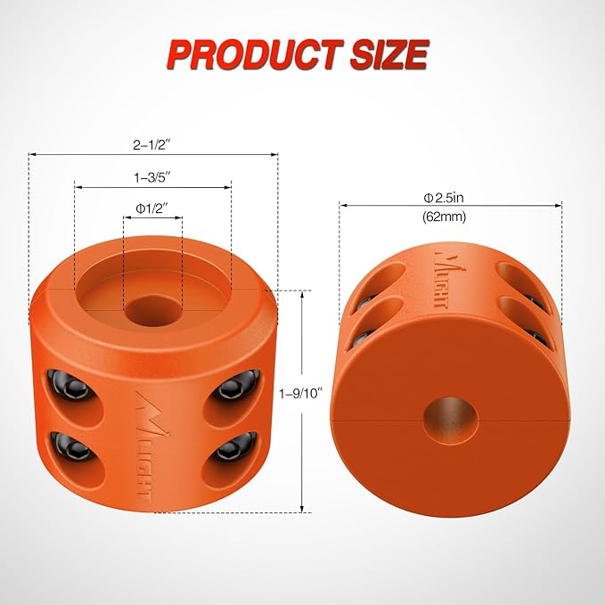 Nilight Winch Stopper for ATV UTV Truck SUV Winch Cable Hook Rubber Stopper 2 Pack Protect Towing Hook Synthetic Rope Winch Accessories Rope Line Saver with Stainless Steel Screws Allen Wrenc, Orange