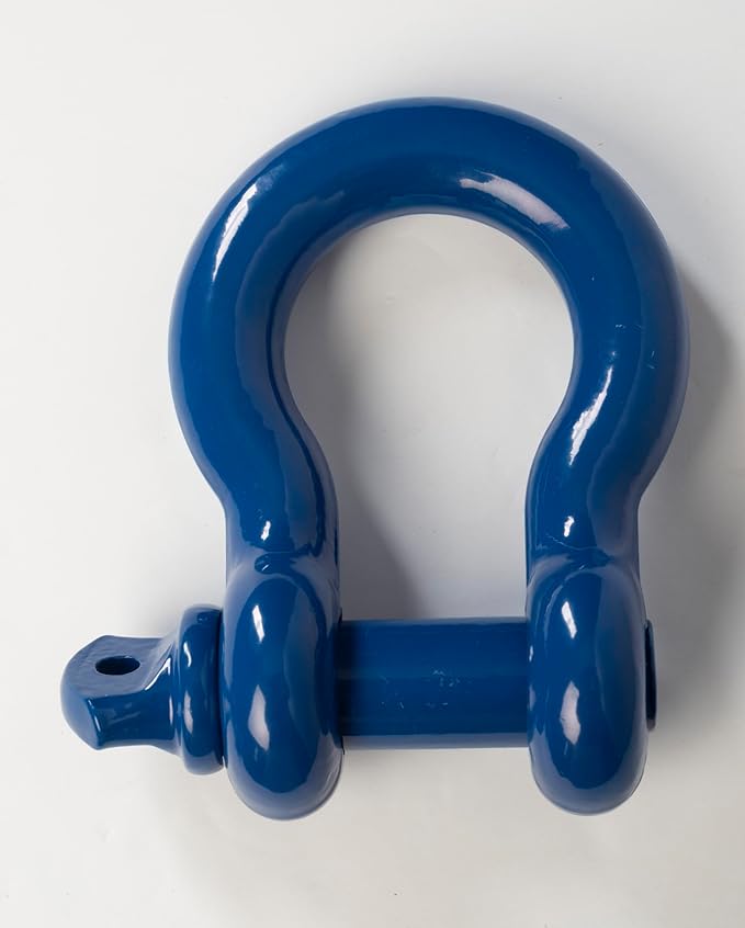Hi-Gear (1 PK, Blue) Bow Shackles 3/4" D Ring Shackle Rugged Unbreakable 28.5 Ton (57,000 Lbs) Maximum Break Strength with 7/8'' Pin Bow Screw Heavy Duty D Ring for Jeep Vehicle Recovery