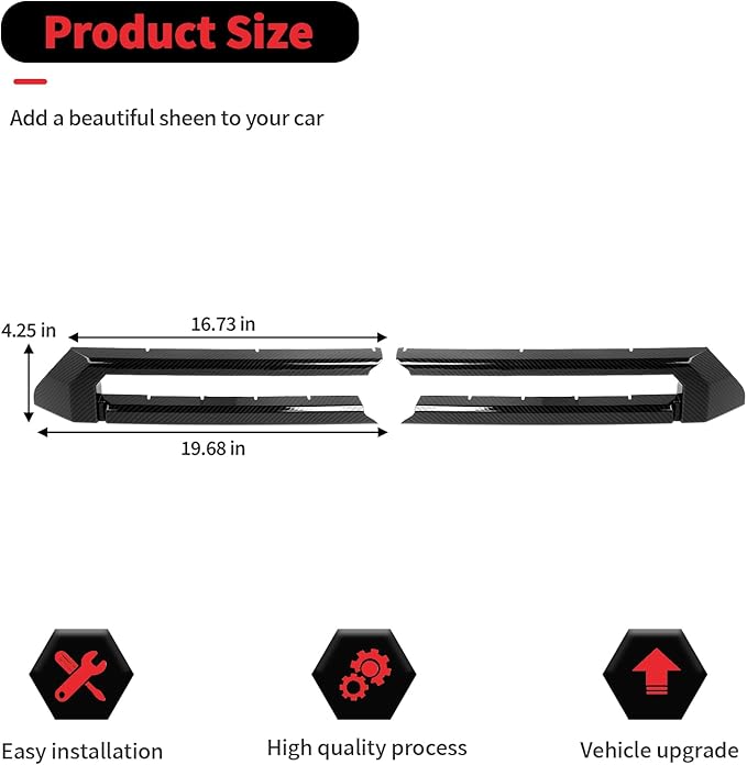 RT-TCZ Front Grille Inserts Trim Cover Grill Frame Decoration Exterior Accessories for Toyota 4Runner 2024 2025 (Black Carbon Fiber)