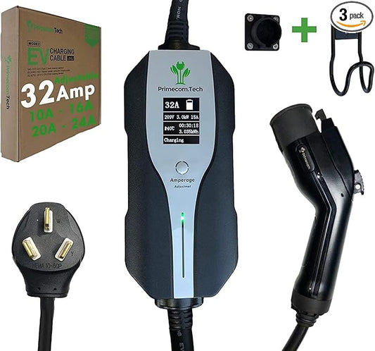 30 Feet Level 2 Primecom Electric Vehicle (EV) Charger (220/240V, 32Amp/40Amp) 32 and 40 Amp 6-50P. 10-50P & 14-50P (10-50P, 32 Amp) for Tesla