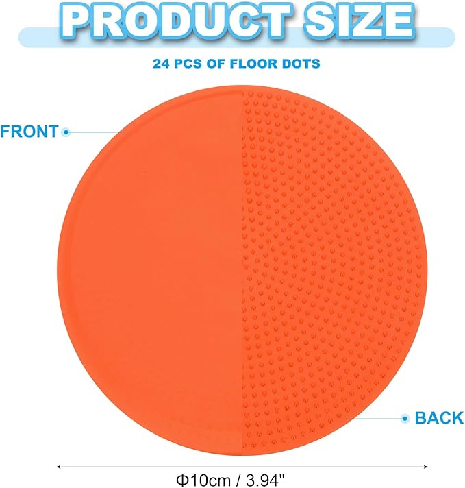 PATIKIL 4 Inch Poly Spot Markers, 24Pcs Non Slip Rubber Floor Dots with Storage Bag Flat Agility Cones for Sports Training Basketball Football