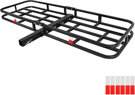 FORWODE 53 x19 Hitch Cargo Carrier, 500 lbs Load Trailer Hitch Cargo Basket, Steel Heavy Duty Luggage Cargo Basket Rack for Trucks, SUV’s,Vans Travel Camping with 2" Receiver, Black
