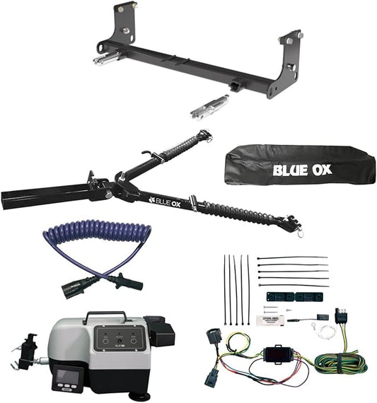 Blue Ox Alpha 2 Tow Bar & Baseplate Combo with Electrical Cable Extension, EZ Light Wiring & Patriot Flat Tow Brake fits 2007 2018 Wrangler JK | Includes TrendsAuto Decal