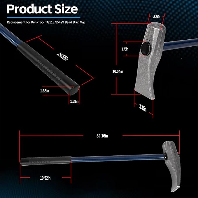 Sunluway Tire Bead Breaker Wedge Replacement for Ken-Tool 35429 Bead Brkg Wg, 32 in, STL, Duck-Billed Tire Hammer for Passenger Car, Truck, SUV, ATV, Motorcycle, Bus, Farm Tractor, Aircraft Tire