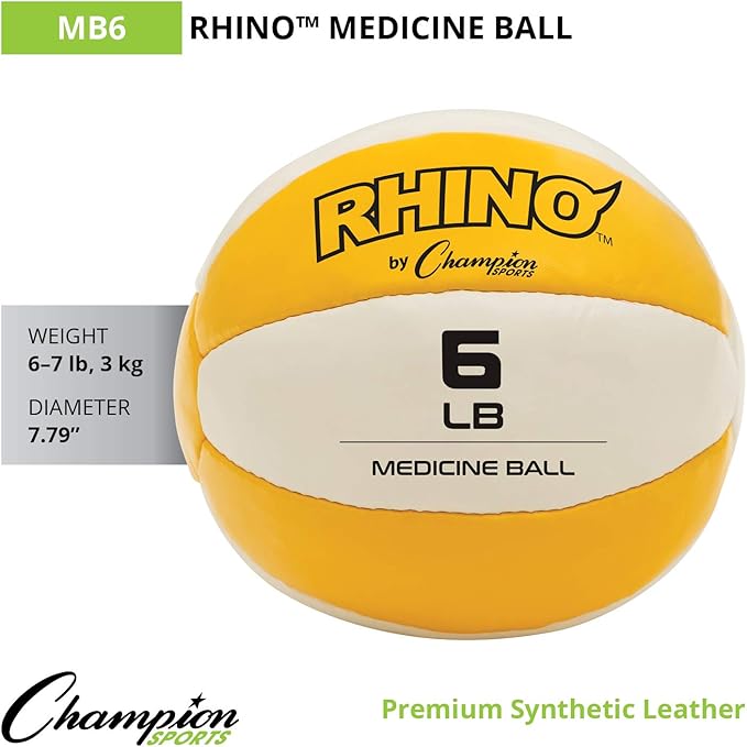 Champion Sports Exercise Medicine Balls, Leather with No-Slip Grip - Weighted Med Ball Set for Weight Training, Stability, Plyometrics, Cross Training, Core Strength - Multiple Styles