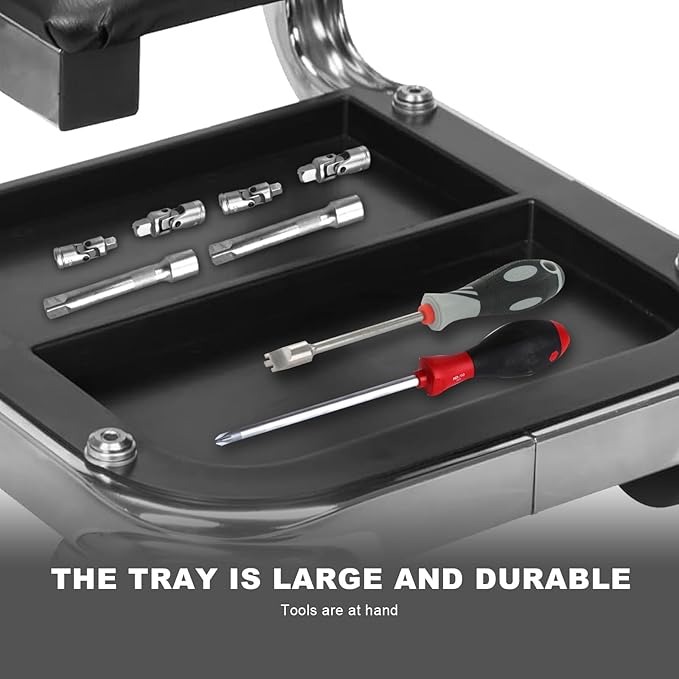 Torin 400lb Rolling Automotive Creeper Garage/Shop Seat: Padded Mechanic Stool with Tool Large Tray Suitable for garages, Repair Shops,Black