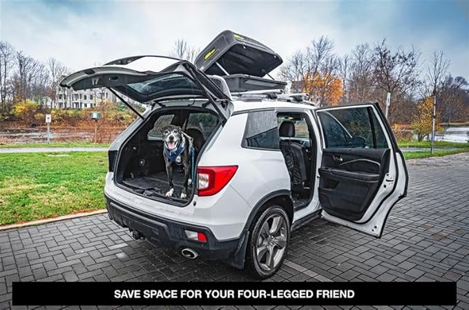 JEGS Rooftop Cargo Carrier for Car Storage - Small Roof Rack Cargo Carrier - Heavy Duty Weatherproof Storage - Made in USA - 10 Cubic Ft - 110 Lb Capacity - Zero Tool Easy Assembly - Aero Design