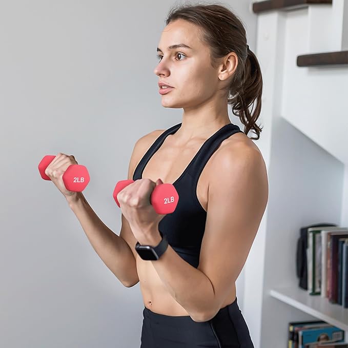 MADOG Dumbbell Set, Anti-Slip Neoprene Coated Hexagon Hand Weights for Home Gym Equipment Workouts Strength Training