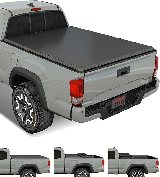 Kikito Vinyl Soft Tri-Fold Truck Tonneau Cover for 2016-2025 Tacoma with 5ft (59.8in-60.5in) Bed