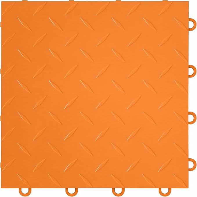 IncStores Nitro Garage Tiles 12"x12" Interlocking Garage Flooring (52-12"x12" Tiles, Harley Orange Diamond)