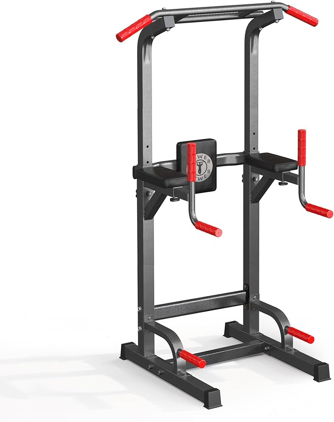Dland Power Tower Pull Up Bar Station Multi-Function Adjustable Height Workout Equipment Dip Station Fitness Strength Training,Chin Up Station Pull Up Dip Bar Power Tower Workout For Home Gym, Black