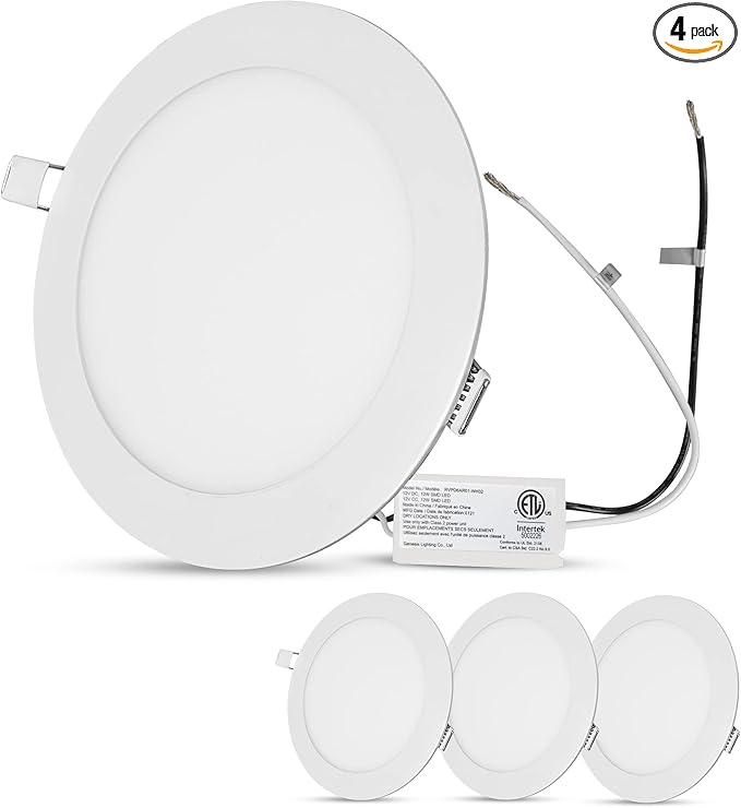 Facon 6.5Inch 12V LED RV Puck Light, 4 Pack Aluminum Slim Recessed Mount Light for RV, Camper, Motorhome, Trailer, Boat