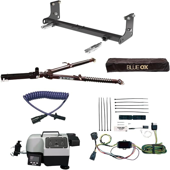 Blue Ox Ascent Tow Bar & Baseplate Combo with Electrical Cable Extension, EZ Light Wiring & Patriot Flat Tow Brake fits 2007 2018 Wrangler JK | Includes TrendsAuto Decal