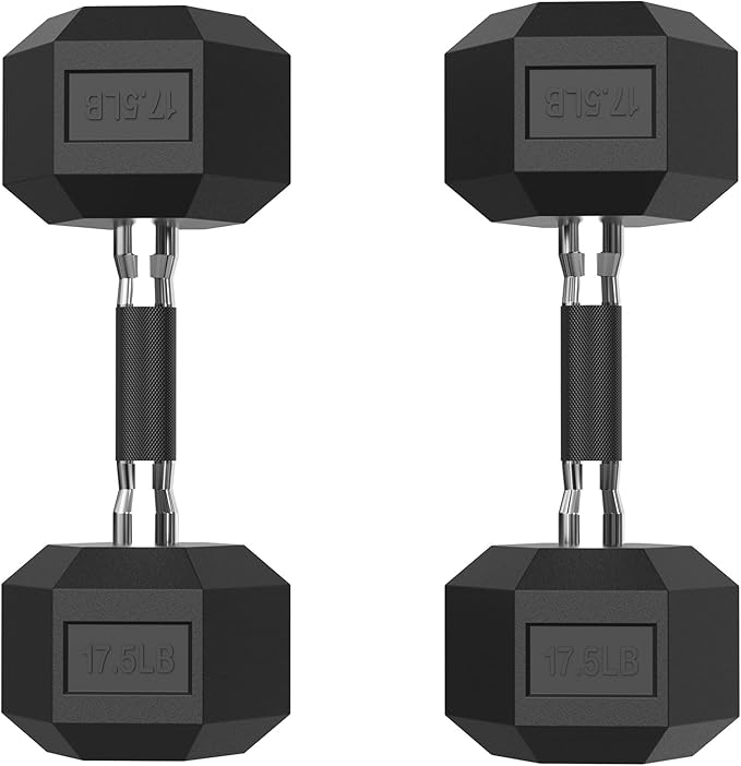 PAPABABE HEX Dumbbell Set 2.5-125lb, Rubber Encased Home Gym Dumbbells, Exercise & Fitness Weights Dumbbells for Women & Men, Hand Weight for Strength Training