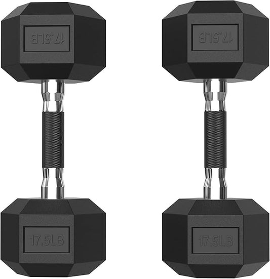 PAPABABE HEX Dumbbell Set 2.5-125lb, Rubber Encased Home Gym Dumbbells, Exercise & Fitness Weights Dumbbells for Women & Men, Hand Weight for Strength Training