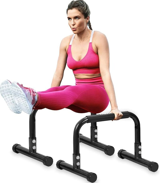 TABEKE Push Up Bar, 14'' High Steel Parallettes & Dip Bar with Full Coverage Foam Handle, Heavy-Duty Calisthenics Parallel Bars for L-Sit, Dips, Home Gym Strength Training Workout