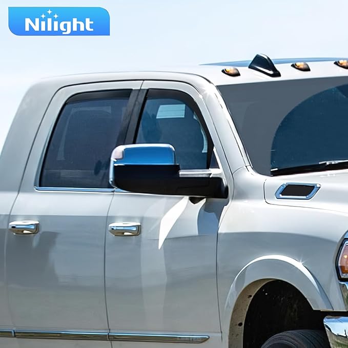 Nilight in-Channel Rain Guards for Dodge Ram 2500 3500 Crew Cab 2019 2020 2021 2022 2023 2024, Vent Window Visors, Original Window Deflectors-4PCS