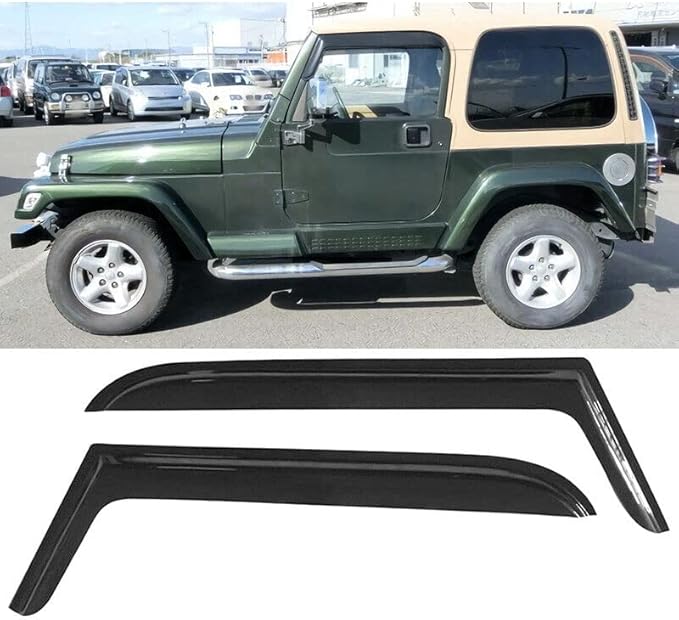 Original 2pcs Rain Guards Set, Outside Mount Window Deflectors, Good Looking Side Window Visors Compatible with 1997-2006 Jeep TJ 1997-2006 Jeep Wrangler |92054|